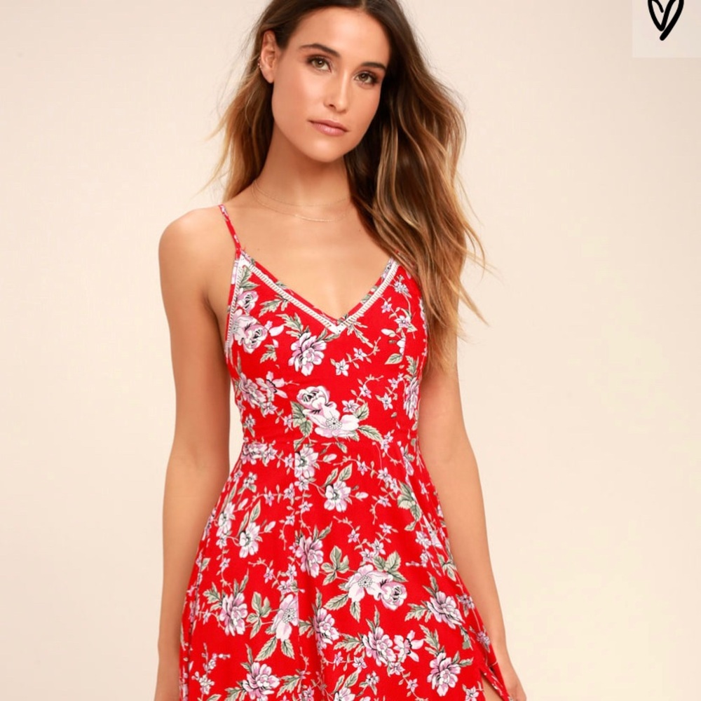 Lulus midi dress-red